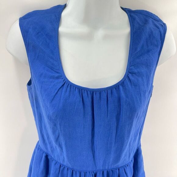 J crew Women's Linen Blue Side Zip Mini Dress Size 2 - Picture 6 of 12